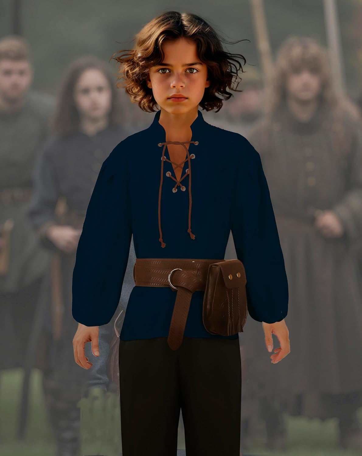 Kids Medieval Costume Boys Renaissance Cosplay Viking Belt Pouch Accessories for Halloween 4-12y - Image 5