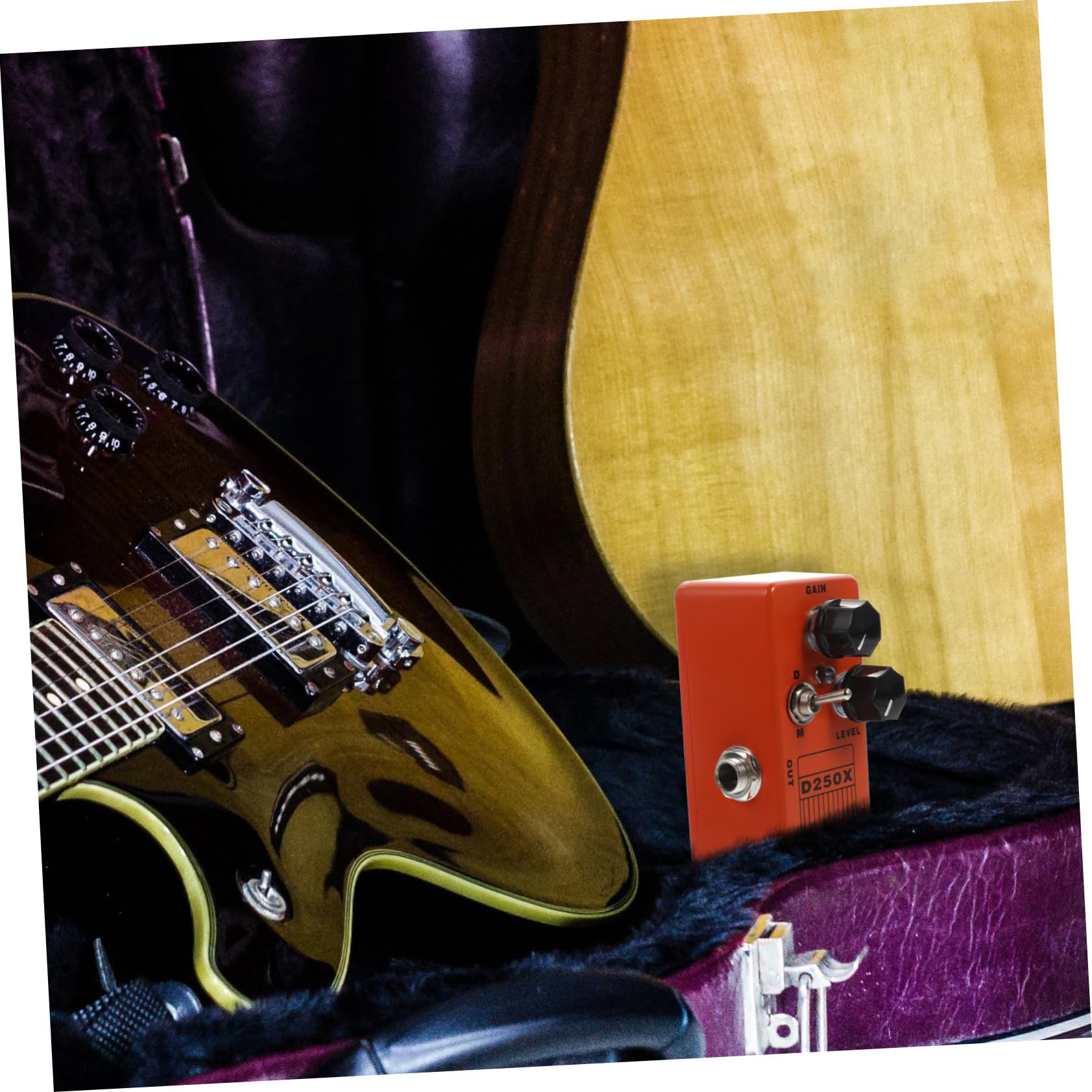 Toyvian Pedale per Effetti Chitarra Elettrica True Bypass in Metallo Arancione, Facile da Sostituire, per Effetti Multieffetto e Accessori Chitarra