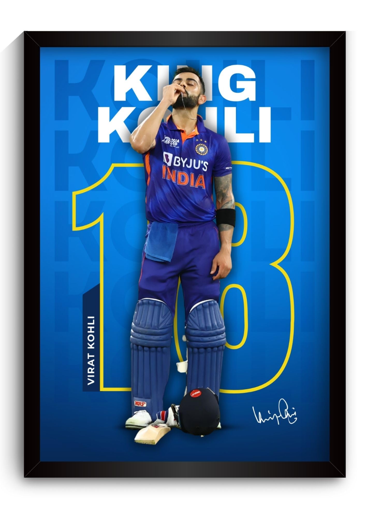 Virat Kohli Poster | Framed King Kohli 18 Wall Art | Indian Team Edition | Cricket Legend | Premium Sports Decor for Cricket Fans | Motivational Wall Poster | Virat Wall Poster for Room