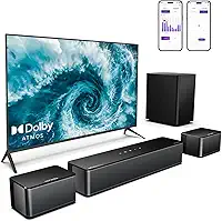 ULTIMEA Soundbar 5.1 com Dolby Atmos, 410W Barra de Som para TV com Subwoofer Sem Fio, Sistema de Som Surround com Graves Ajustáveis e Alto-falantes Traseiros, Home Theater para TV