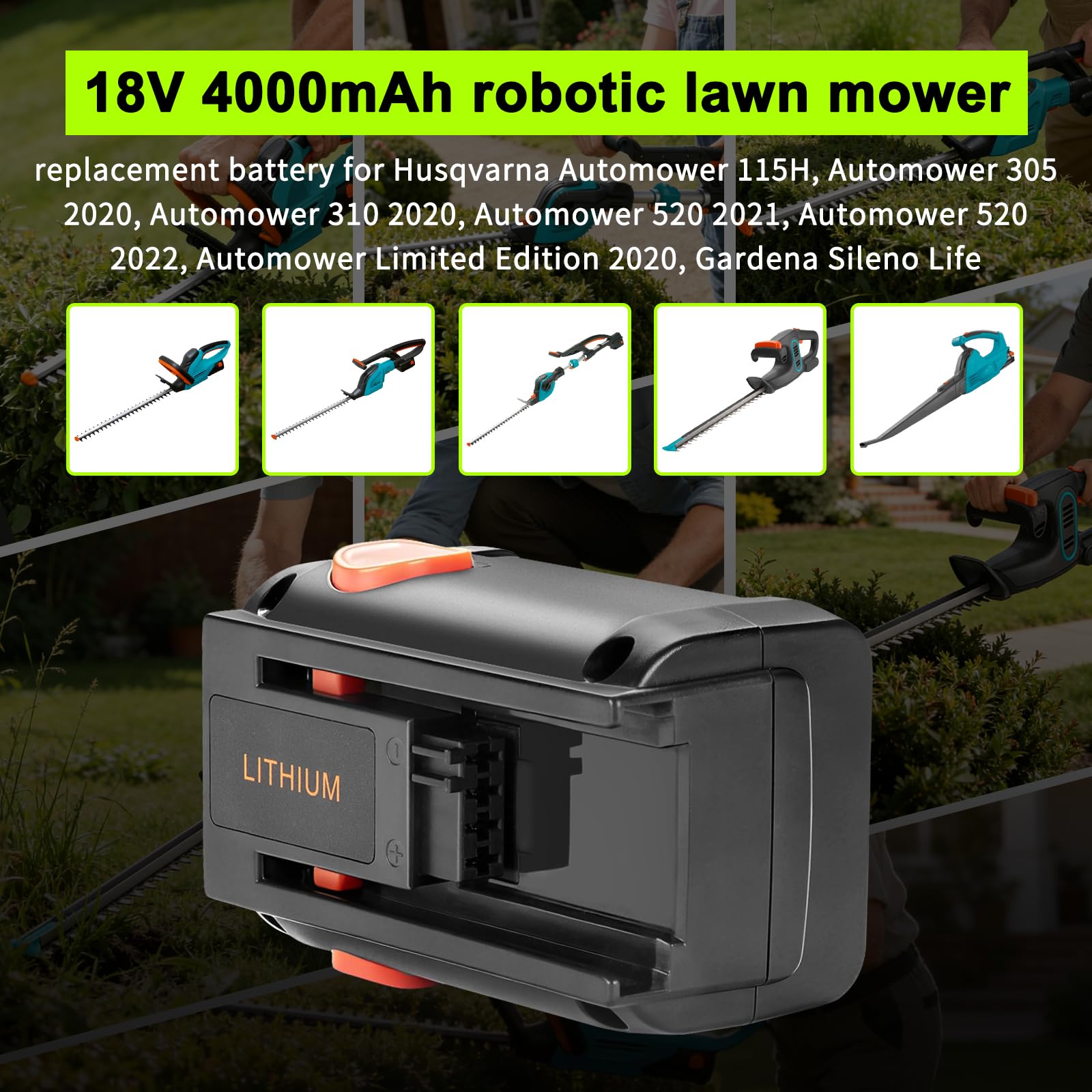 18V Li-ion Akku Kompatibel für Gardena ErgoCut 48 LI 8878 8835 8835-20 8835-U 8839 8839-20 8839-U, Ersetzt 8878-20 4078500887809