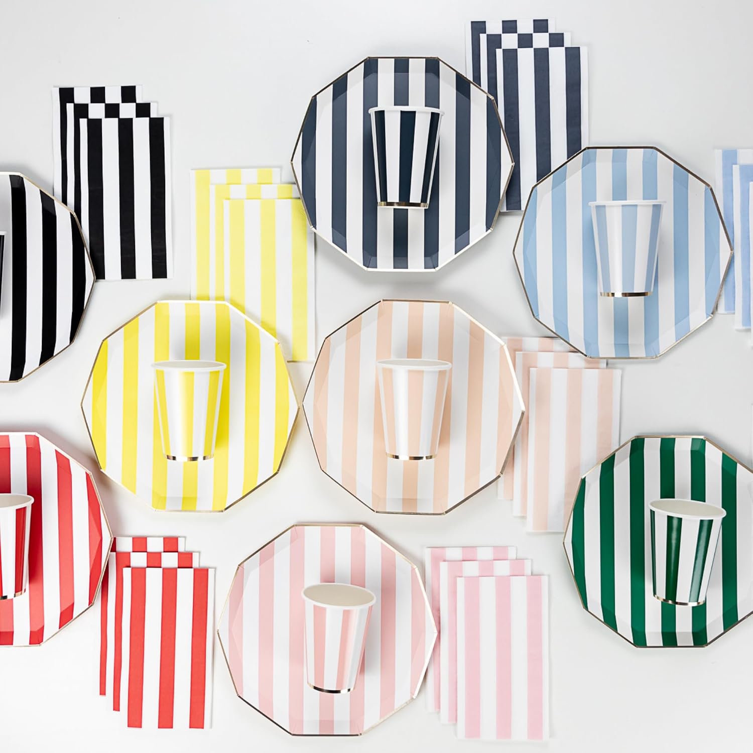 Bonjour Fête Pink Cabana Stripe Party Cups, Pack of 8, 12oz