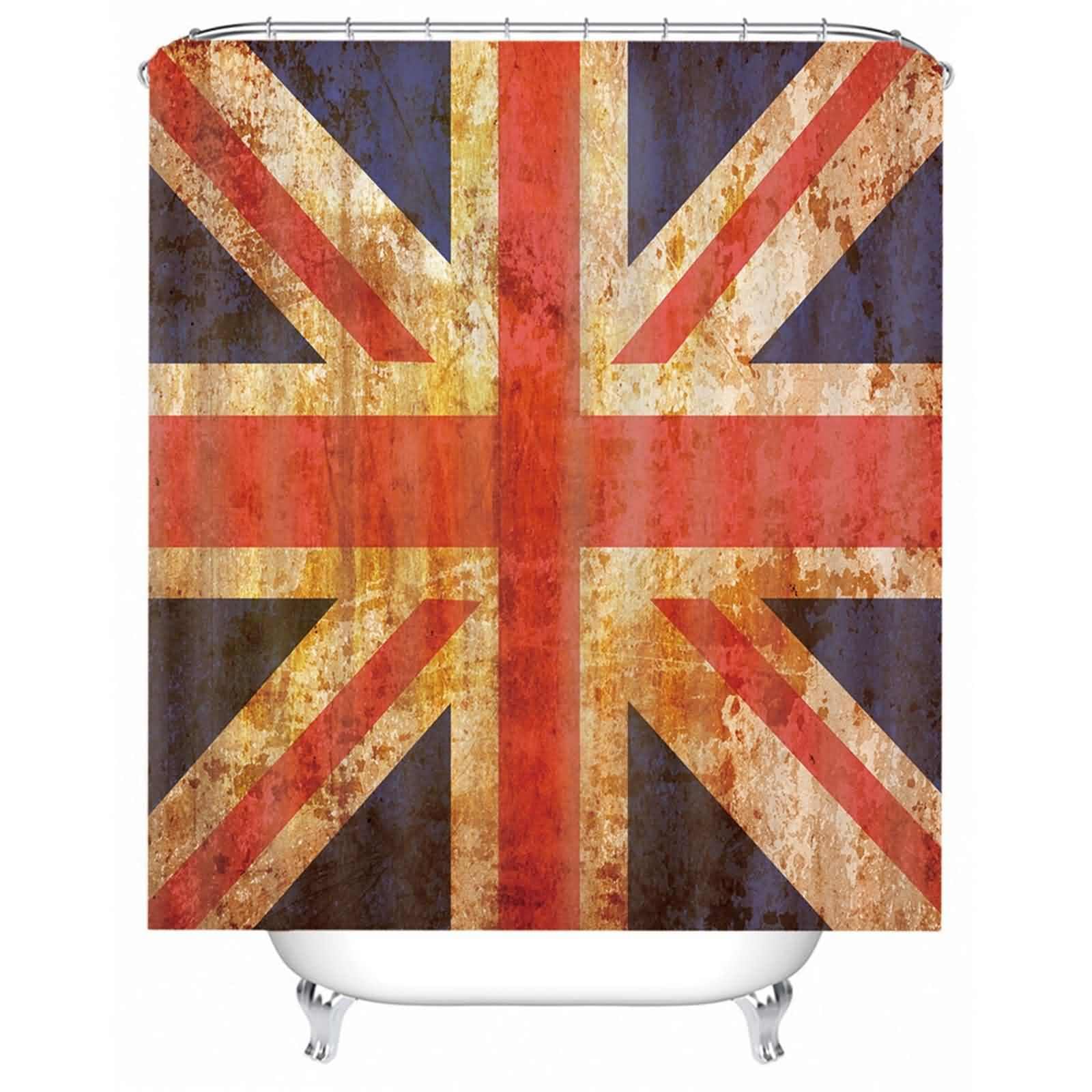 Rideau de douche chic british look 180x180cm étanche pour une déco de salle de bain vintage