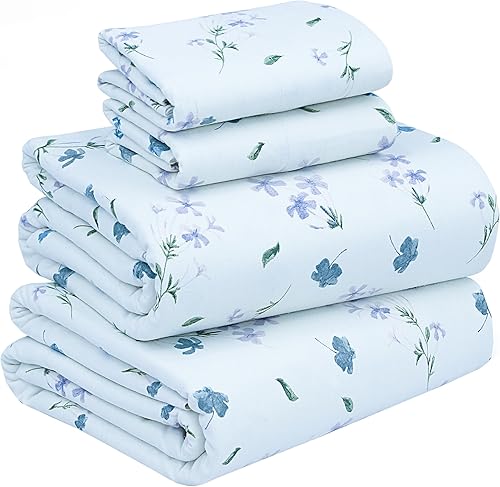 RUVANTI Juego de sábanas de franela tamaño Queen, 100 % algodón cepillado, bolsillos profundos de 16 pulgadas (hasta 18 pulgadas), transpirables y