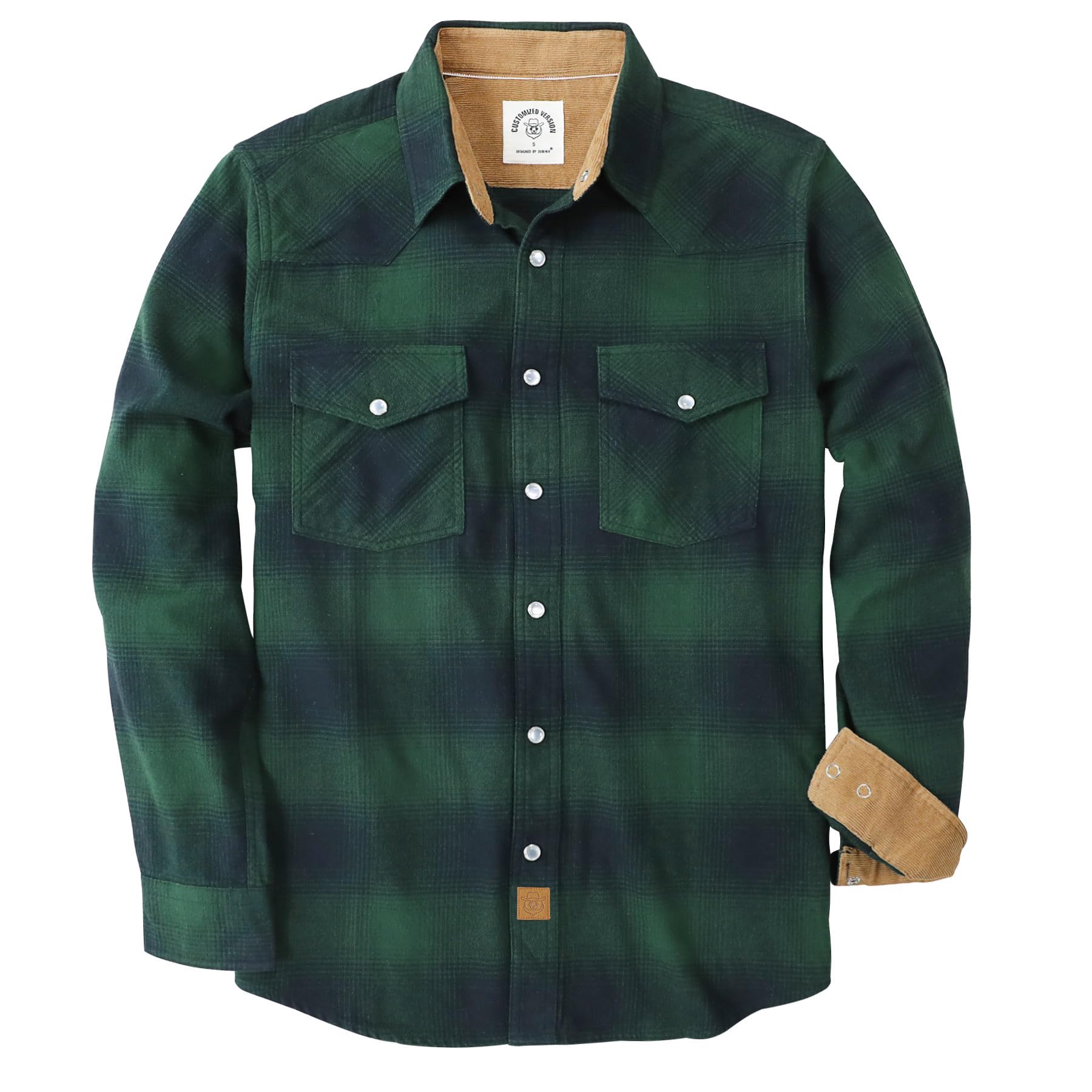 Dubinik® 6 oz Flanellhemd Herren Langarm Druckknopf Freizeithemden Western Hemd Cowboy Two Pocket Snap Shirt Regular Fit