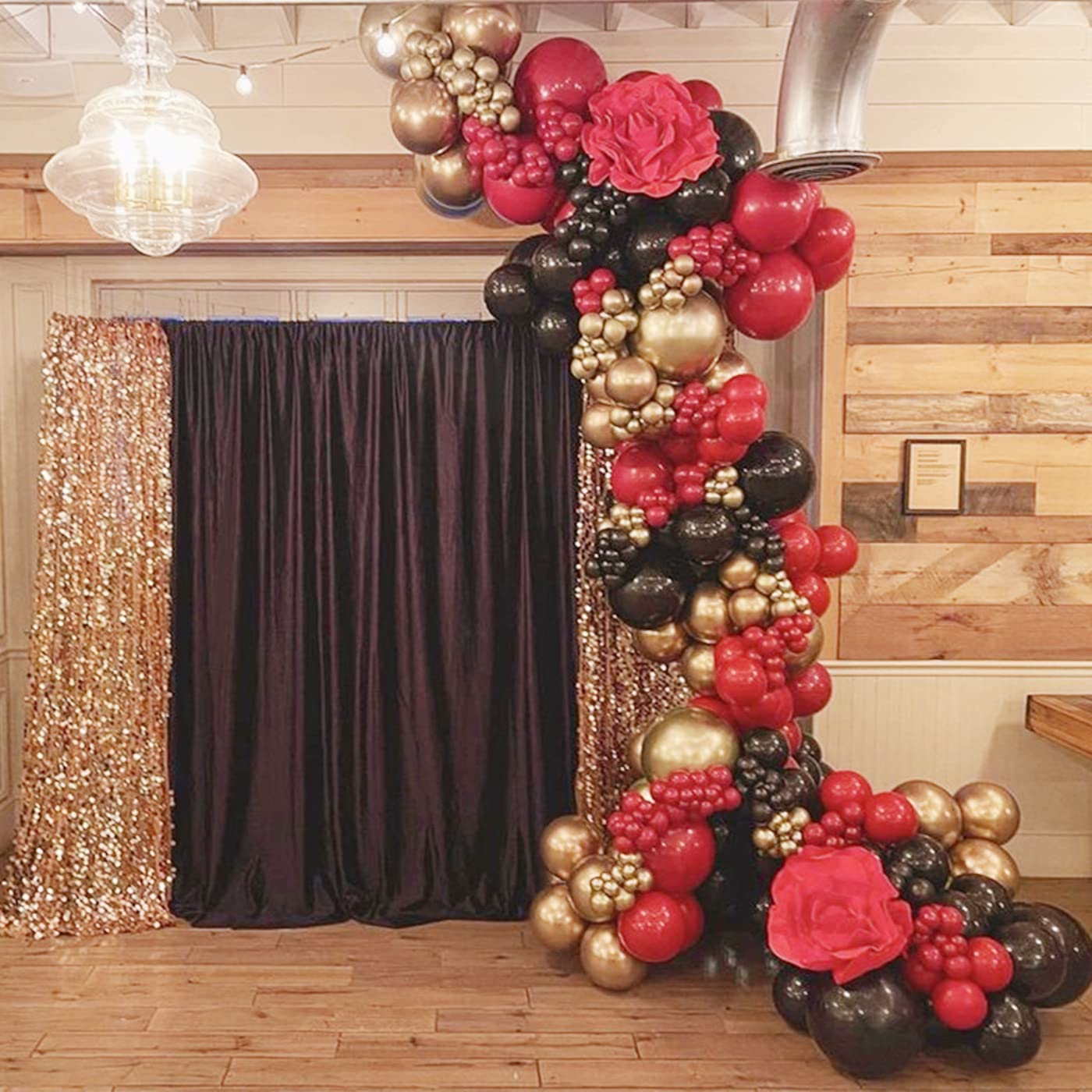 Photo 1 of Black Red Gold Balloon Arch Garland Kit 131pcs Baby Shower Birthday Graduation Wedding Party Decoration Set Rb