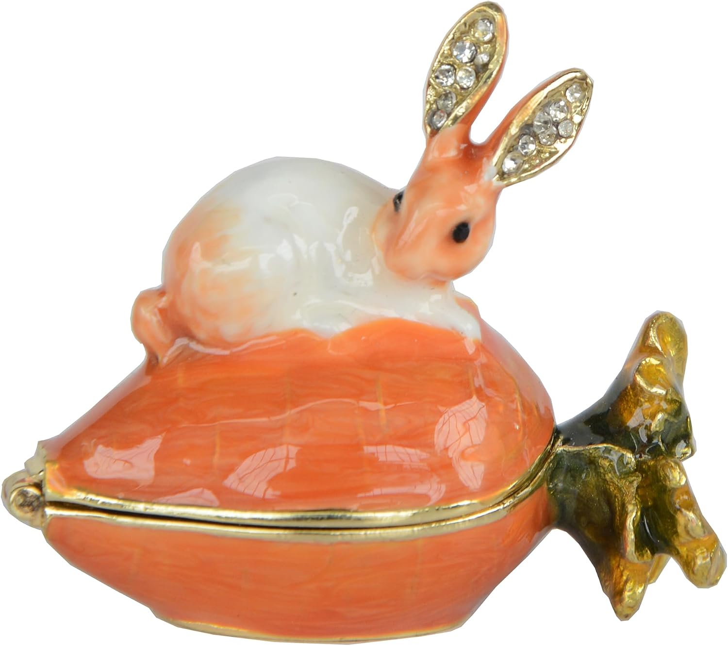 Rabbit With Carrot Trinket Box Easter Jewelry Box Hand Painted Decorative Box with Hinged Lid Ring Earring Holder Farm Animal Figurine Collectible image 3