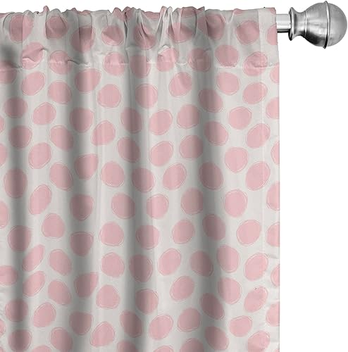 Ambesonne Retro Window Curtains, Hand Drawn Style Dots in Pastel Color and Retro Style Pattern, Lightweight Decor 2-Panel Set with Rod Pocket, Pair