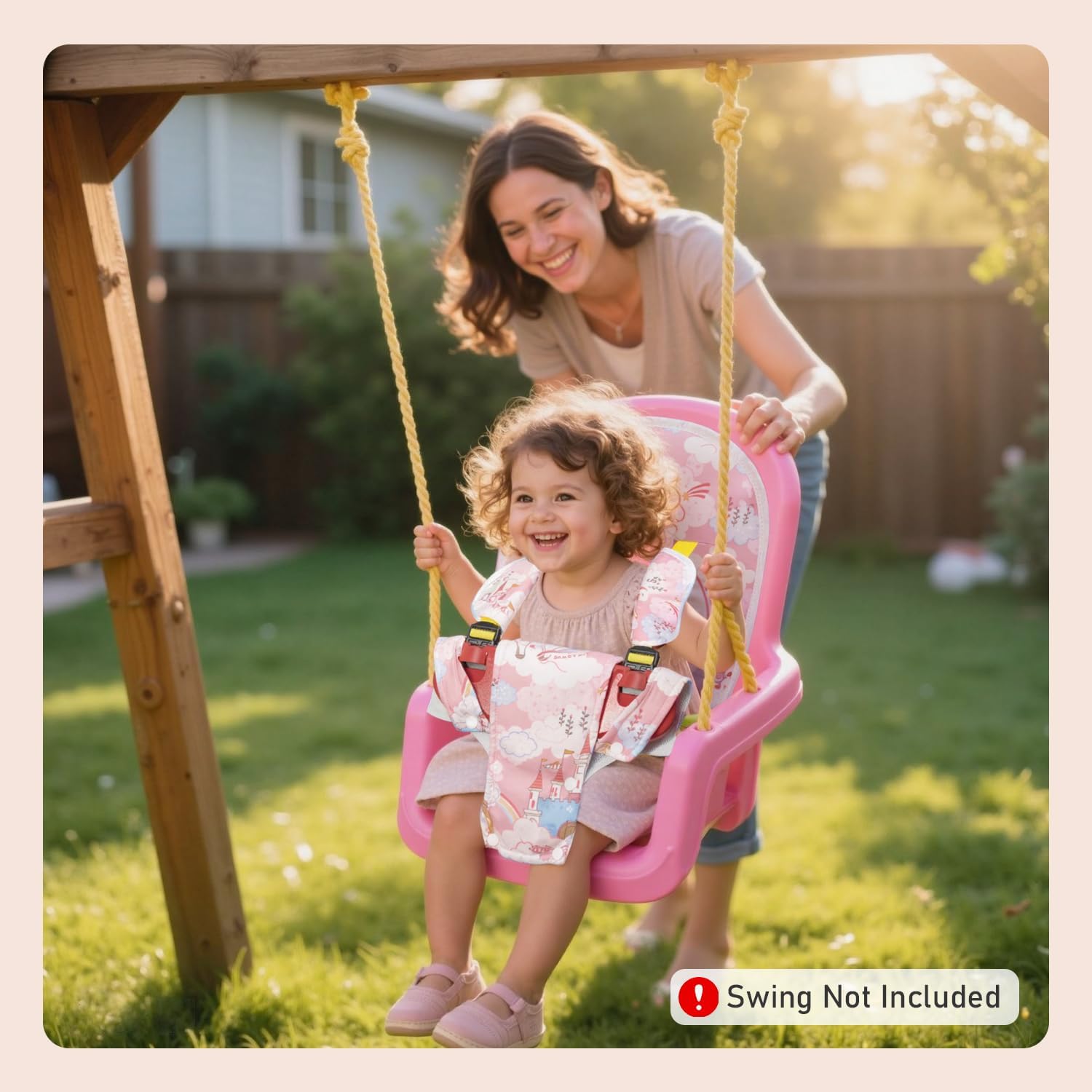 Toddler Swing Cushion - FEISIKE Outdoor Baby Swing Seat Insert Pad with Strap Covers, Compatible with Outside Infant Swings for Toddlers Age 1-3, Detachable and Washable(Swing Not Included)