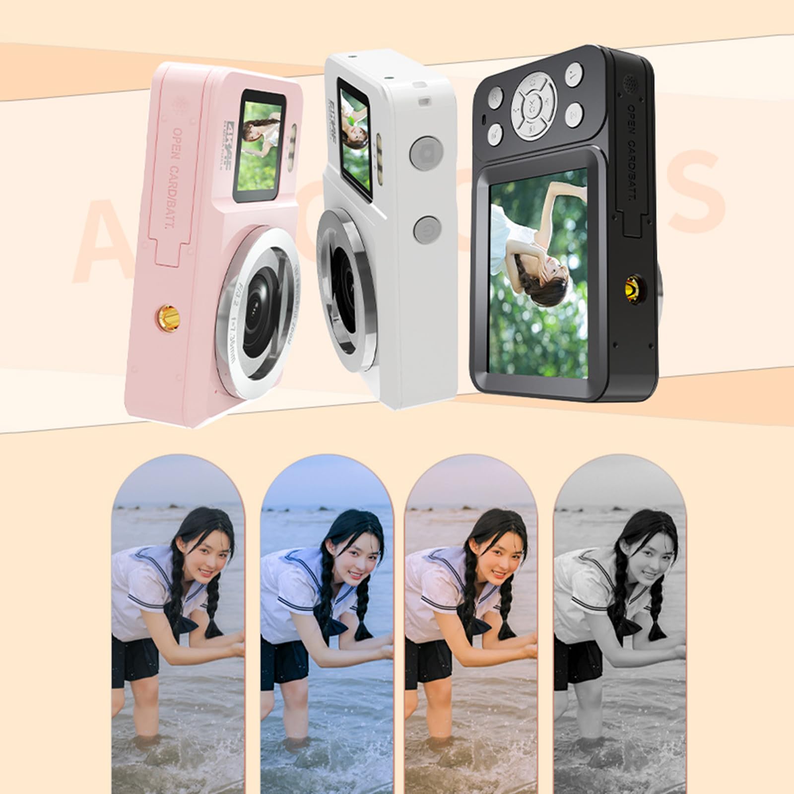 Cámara digital 4K 64MP doble pantalla zoom 18X portátil para adolescentes, viajes y fotografía al aire libre, cámara de doble pantalla para fotografía de viajes