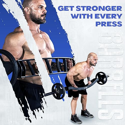 Miniatura 6 de Multi Grip Barbell & Cable Attachment - Swiss Bar, American Bar for Greater Range of Motion, with 2 Collars, Fits Olympic Weight Plates - Home Gym &