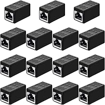 15 Pieces RJ45 Coupler, Ethernet Extension Adapter Network Connector for Cat7/Cat6/Cat5e/Cat5 Ethernet Network Cable Coupler Female to Female (Black)