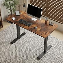 AHMED 55 inch Electric Standing Desk, Height Adjustable Sit Stand Desk for Home Office, Computer Table for Study, Walking Pad, Writing & Gaming, Brown Wood