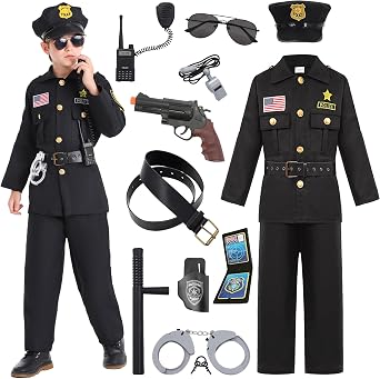 Kids Cop Costume Boys Police Officer Costume Toddler Policeman Uniform Halloween Costumes Dress up Set