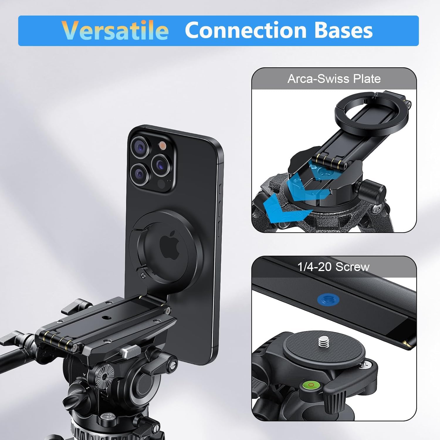Magnetic Phone Tripod Stand Foldable Magnetic Mini Tripod Pocket Cell Phone Stand with Arca-Swiss, 1/4'' Screw Hole,Compatible with Magsafe for iPhone 17/16/15/14/13/12 - Image 7