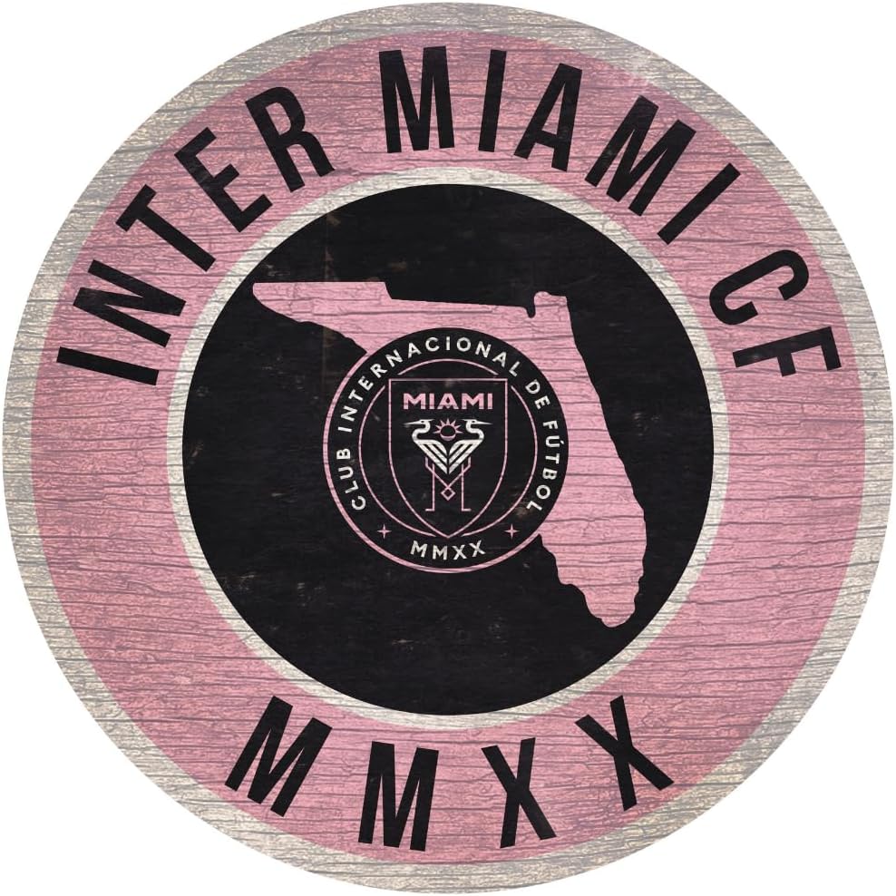 Fan Creations Inter Miami FC MLS Wooden Sign 12” Round Wall Decor- Show Your Club Internacional de Futbol Miami Spirit and Decorate Your Major League Soccer Fandom- Officially Licensed