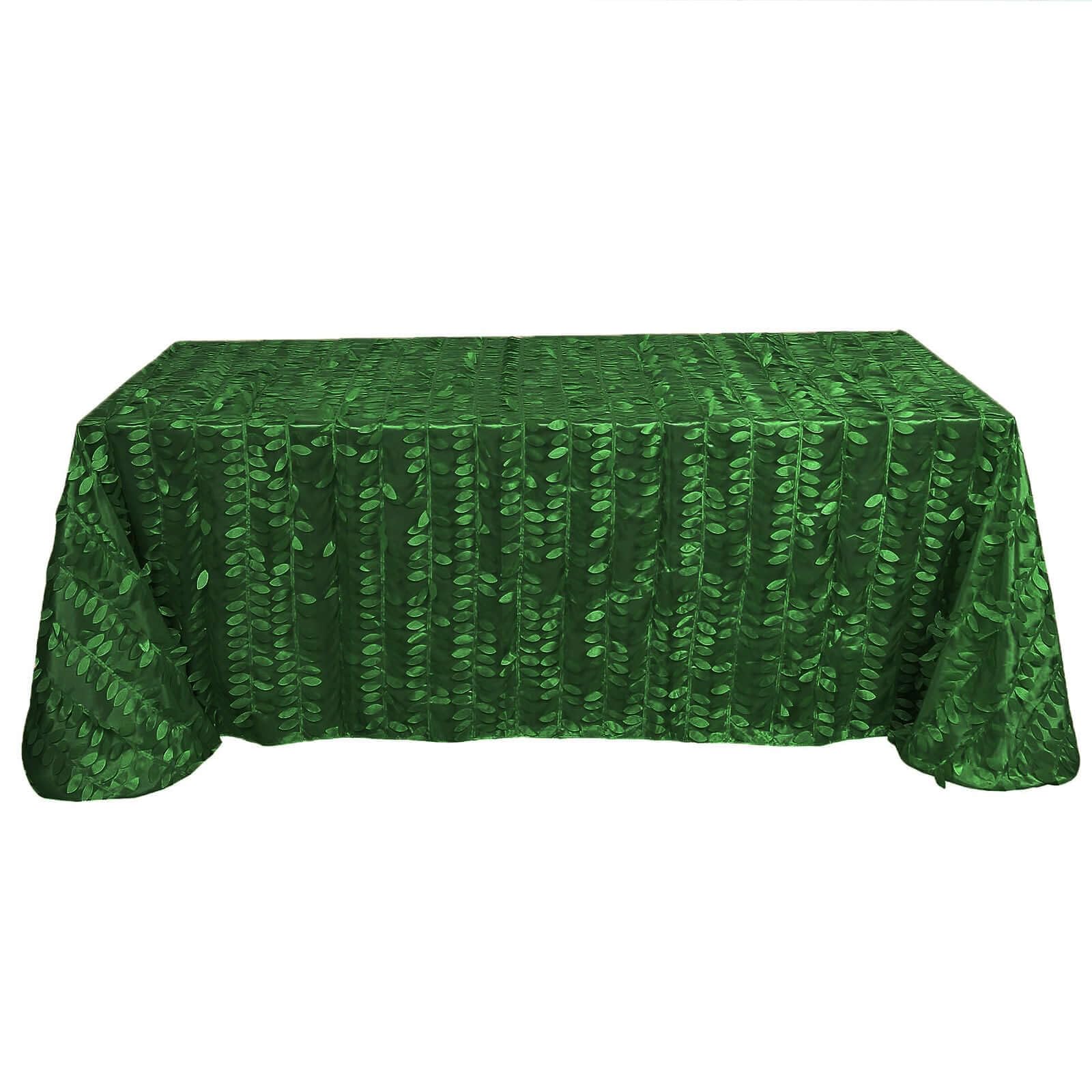 Efavormart 90"x156" Rectangle Leaf Petal Taffeta Tablecloth - Decorative 3D Leaf Ruffle Table Cover for Forest Party, Wedding, Event, Dessert Tables -