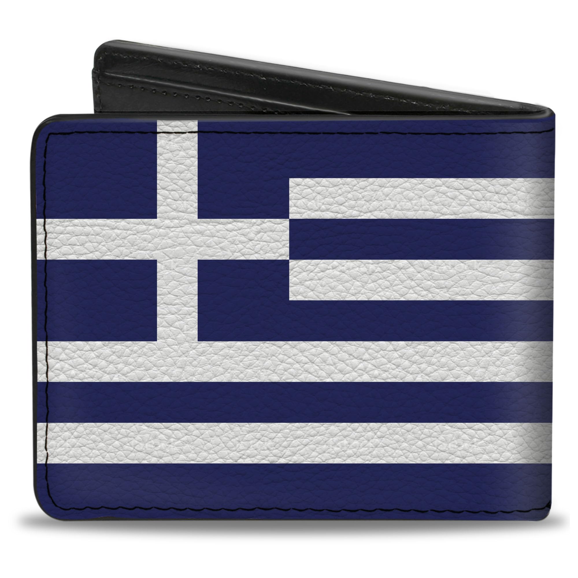Buckle-Down Men's Standard Wallet, Bifold, Greece Flags, Vegan Leather, 4.0