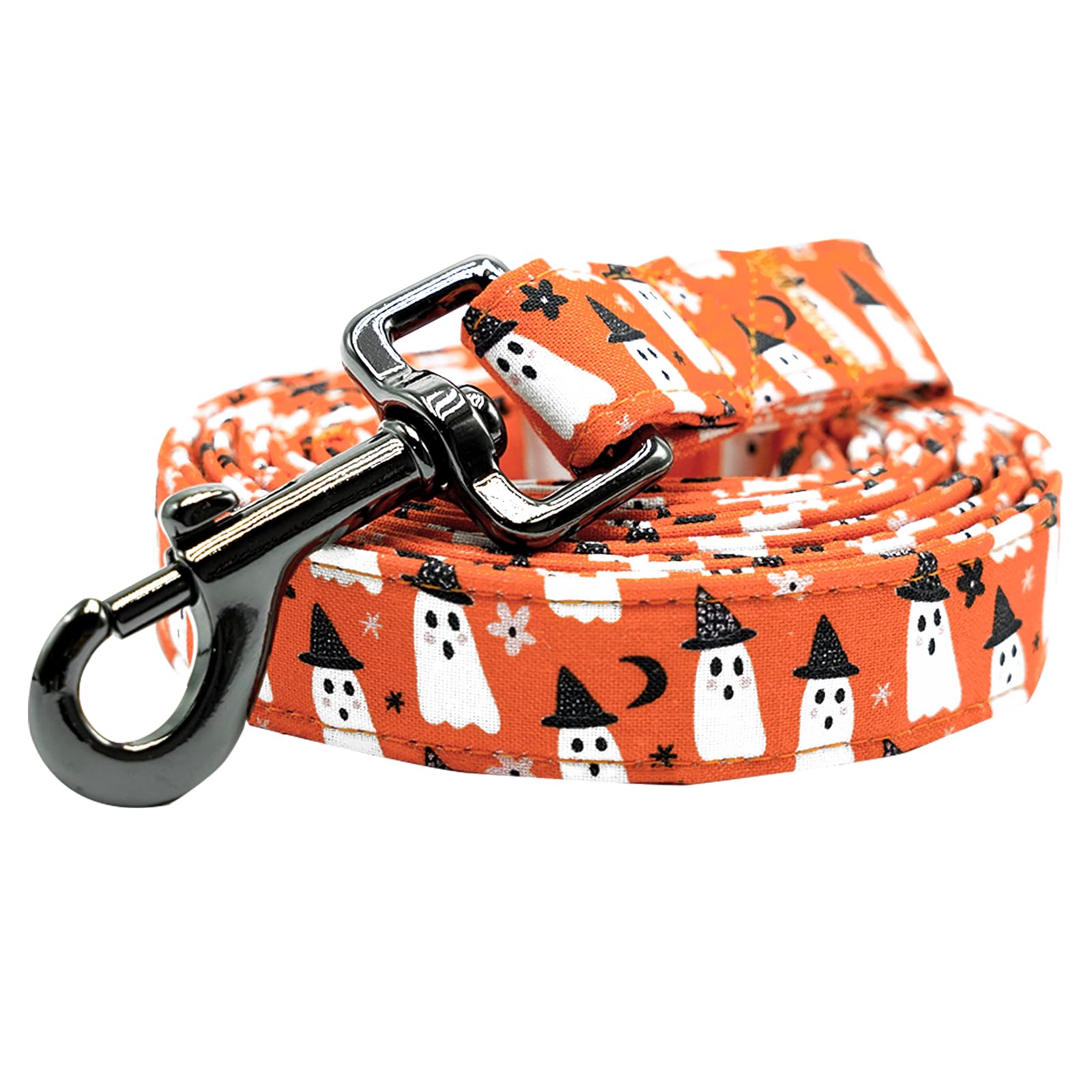 Bobo Rainbow Dog Leash, Halloween Fall Orange Ghost Print Durable Strong Pet Leash Heavy Duty Comfortable Padded Dog Leashes for Small Medium Large Dogs — image 1