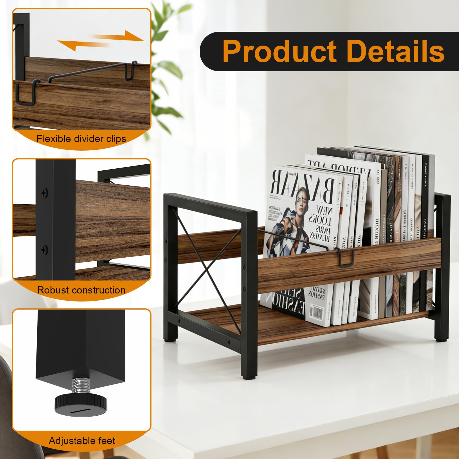 Estantería Para Discos, Soporte Para Discos De Vinilo, 44 ​​x 37 x 26,8 cm, Con Separadores Antideslizantes, Organizador Para CDs, álbumes, Revistas Y Libros