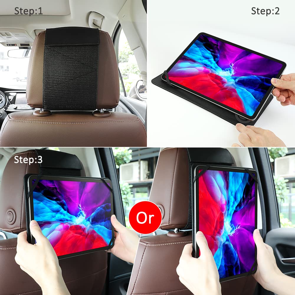 memumi Support de Tablette pour appuie-tête de Voiture, Support de siège arrière de Voiture réglable Universel pour iPad Pro 11 et pour Samsung Tab et Autres tablettes de 7" à 11 ''