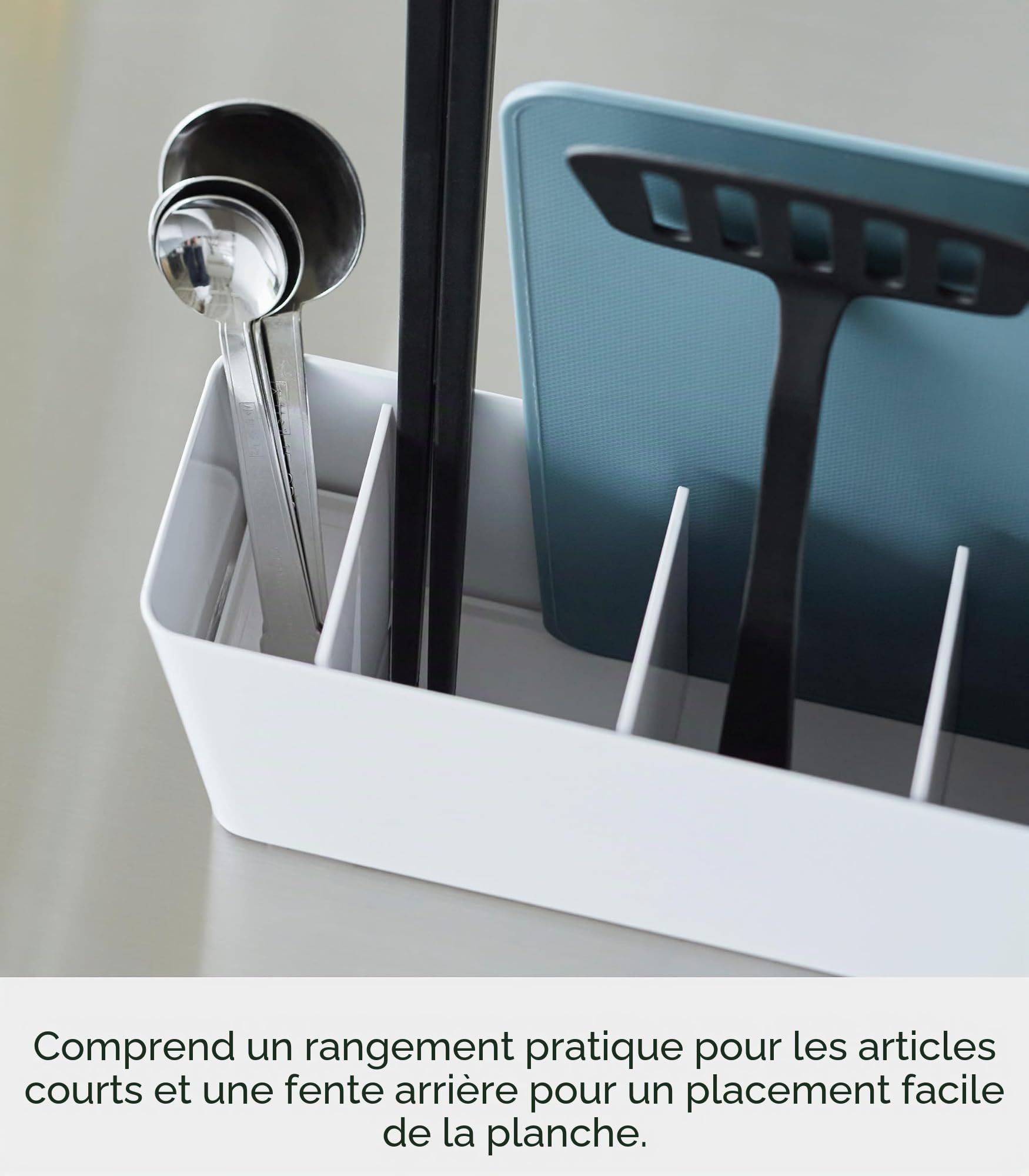 Yamazaki 8146 Organiseur pour ustensiles de cuisine en acier inoxydable Blanc