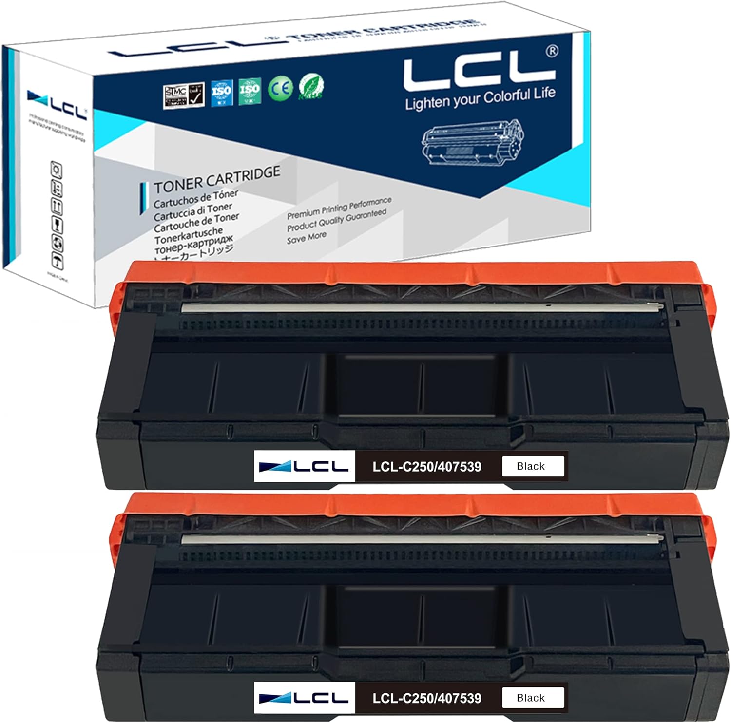 LCL Remanufactured Toner Cartridge Replacement for Ricoh 407539 sp c250dn sp c250sf C261SFNW C261DNW SP C260DNW SP C260SFNW (2-Pack Black)