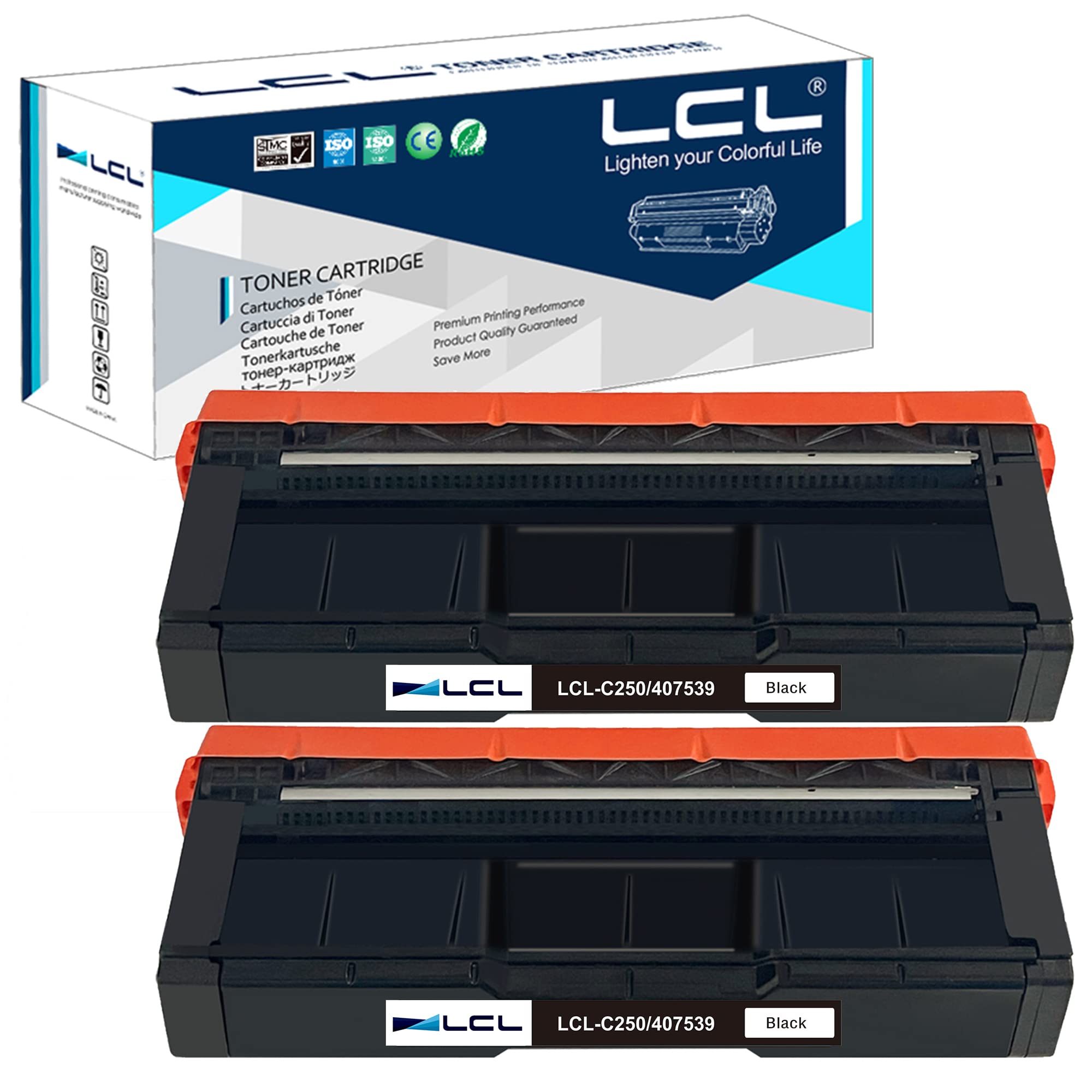 LCL Remanufactured Toner Cartridge Replacement for Ricoh 407539 sp c250dn sp c250sf C261SFNW C261DNW SP C260DNW SP C260SFNW (2-Pack Black)