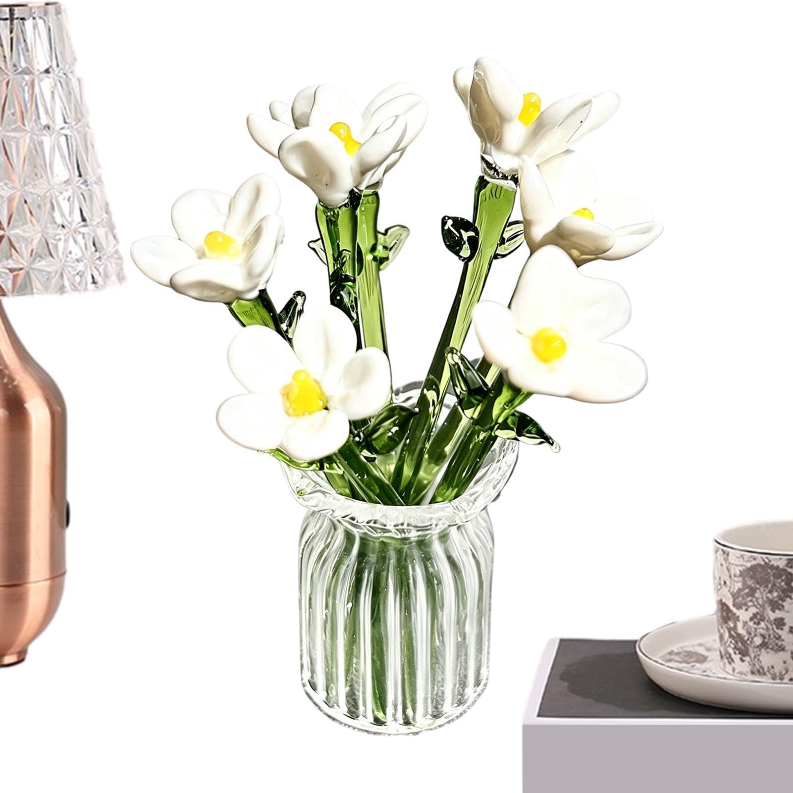 Jarrón de cristal transparente mini para decoración de mesa moderna en salones y cocinas