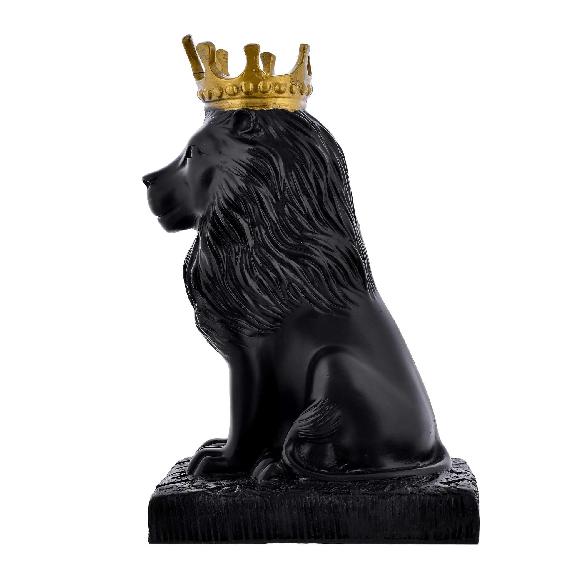GENERIC Swarajya Craft Store Lion Statue with Crown Sculpture Showpiece Figurine for Home Decor Living Room, Medium
