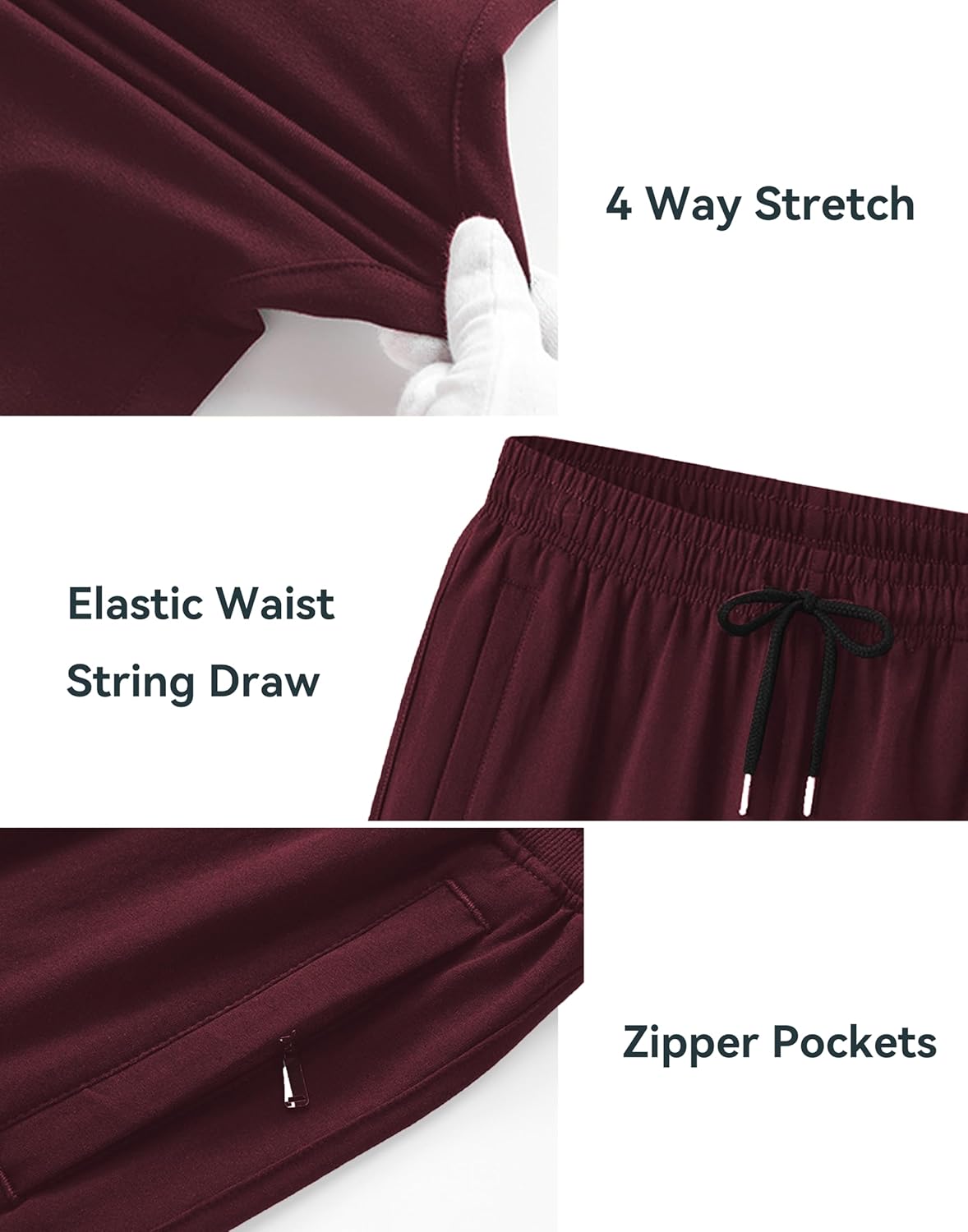 Men's Sweatpants Cotton Yoga Pants Casual Jersey Pants for Men Open Bottom Straight Leg with Zipper Pockets - Image 7