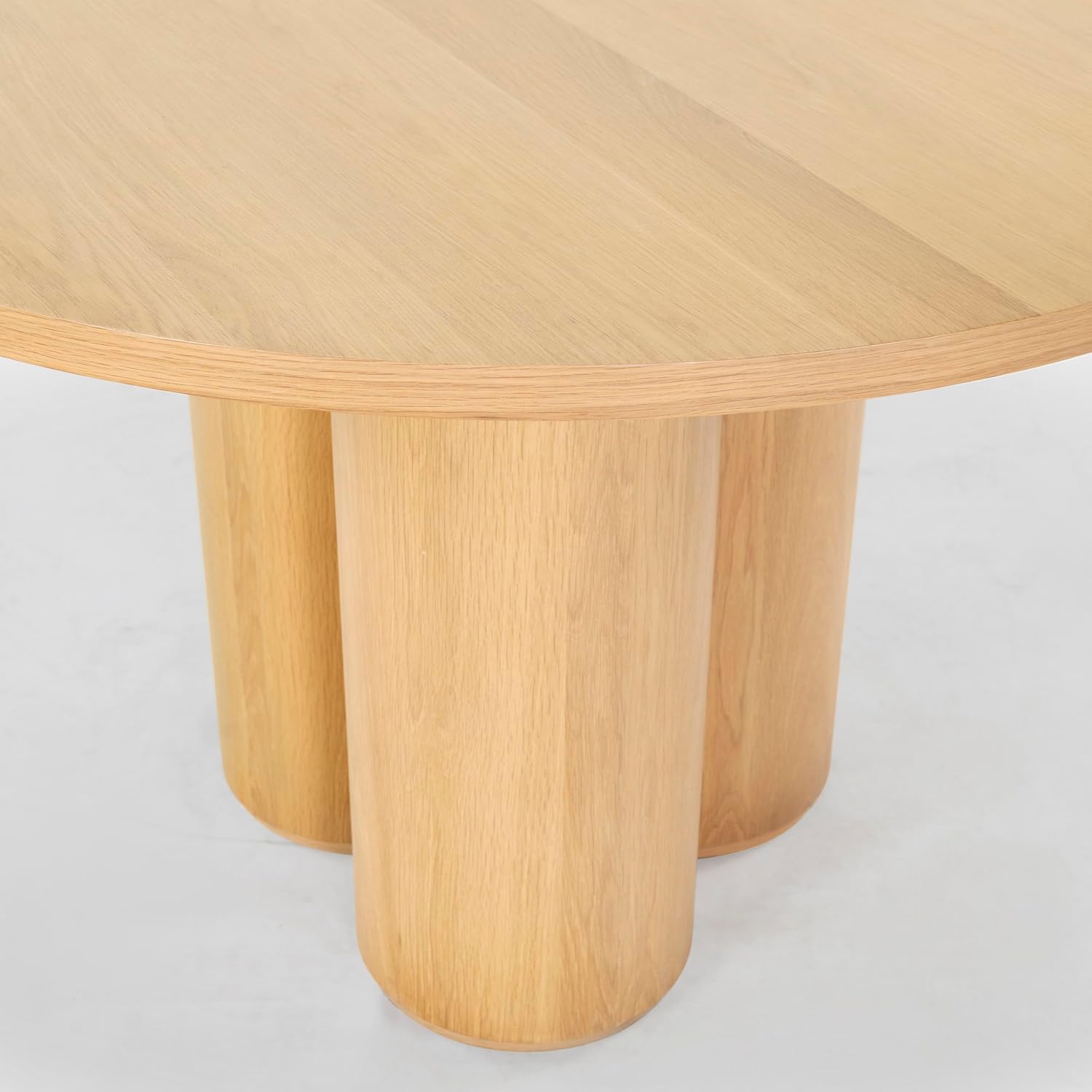 SAFAVIEH Couture Collection - Kathalina Natural Round Dining Table, Modern Cylindrical Pedestal Base (SFV7242A)