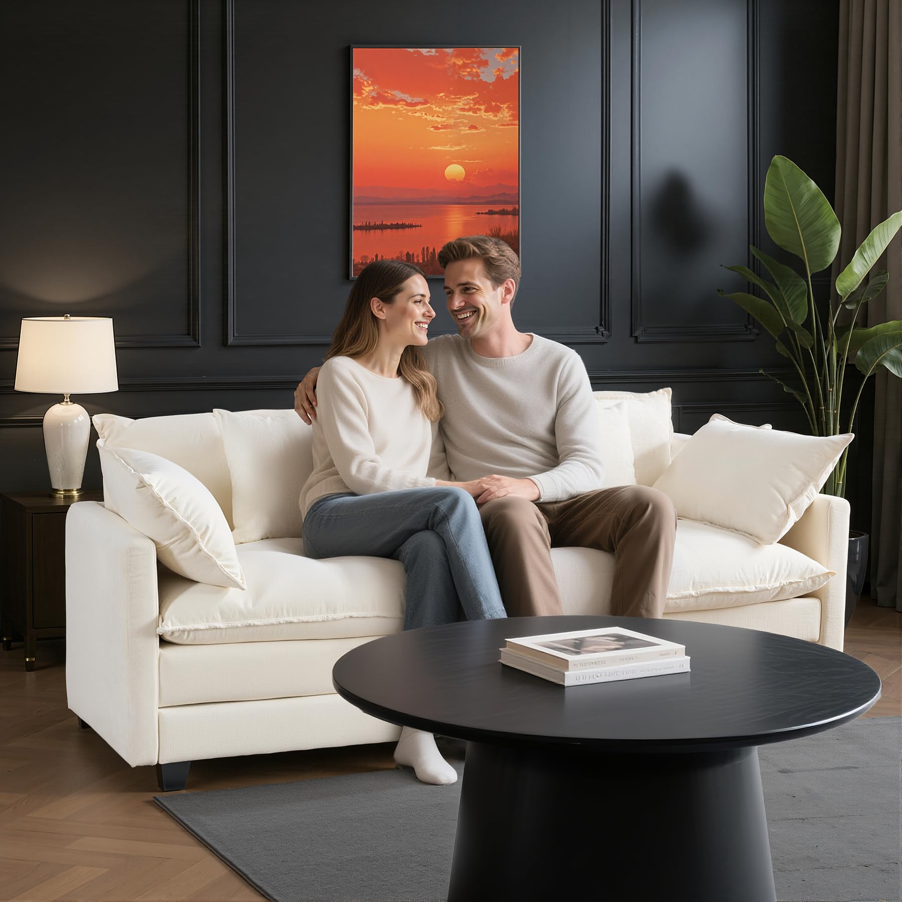 77 Loveseat Sofa Couch Small Cloud 2-Seater Sectional Sofa with 29 1 Deep Seat FSC Certified Solid Wood