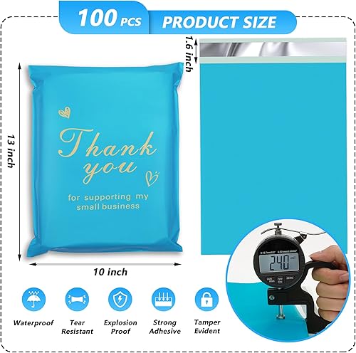 Miniatura 2 de Jowlroel Thank You Sobres de polietileno de 10 x 13 pulgadas, 100 piezas, bolsas de envío impermeables y resistentes al desgarro para ropa, bolsas