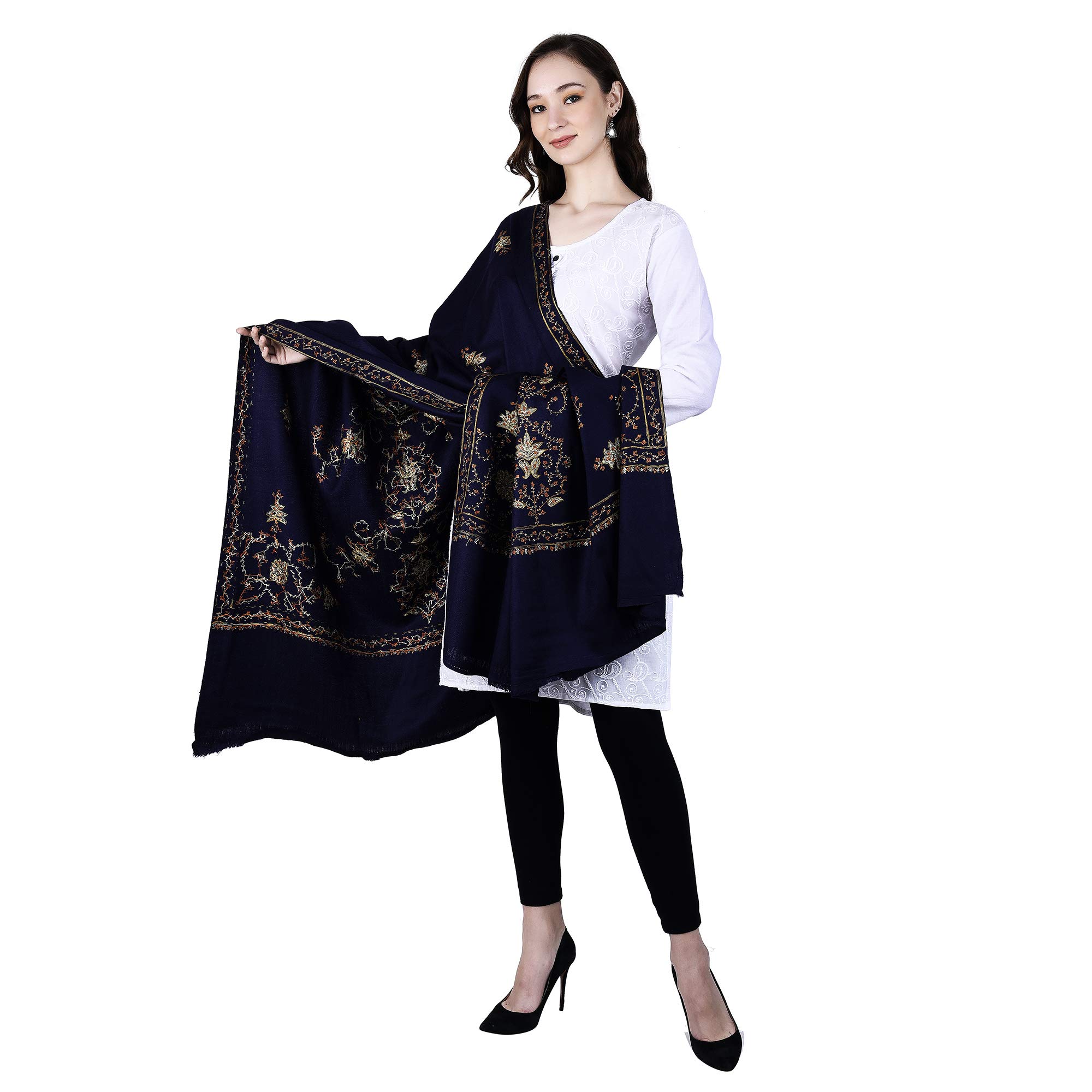Women's Kashmiri Hand Embroidered Pure Wool Shawl-image-15