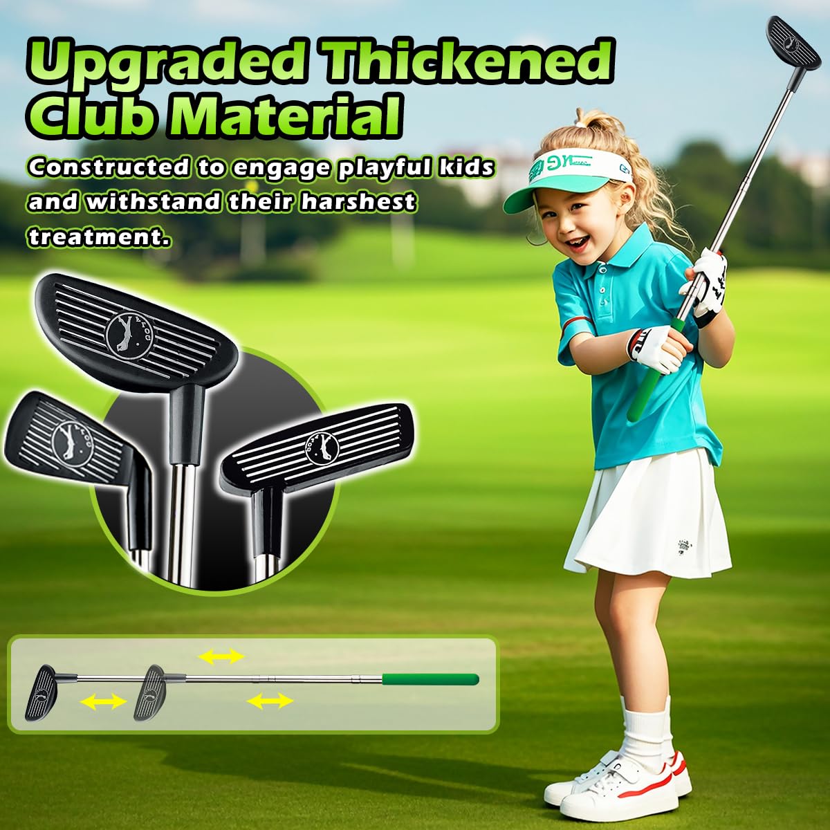 Giocattolo da Golf per Bambini Aggiornato con Raccoglitore Automatico, Palline da Golf Luminescenti a LED,Mazze, Tappetino da Putting,Mini Golf per 3-8 Anni, Giochi Sportivi per Ragazzi e Ragazze 3+