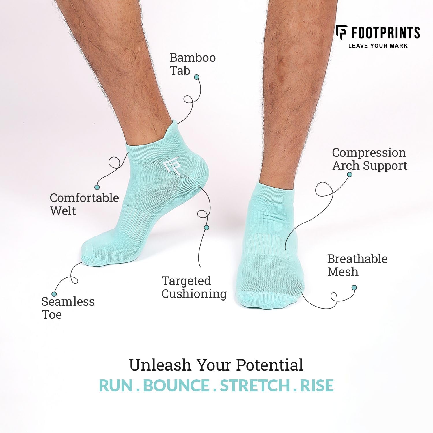 FOOTPRINTS Bamboo Unisex Sports Socks for Kids | Ankle Terry Kids Athletic Socks | Anti-Bacterial, Anti-Odour & Breathable | Multicolor | Pack of 3 (IN, Age, 9 Years, 12 Years, Multicolor) - Image 6 thumbnail