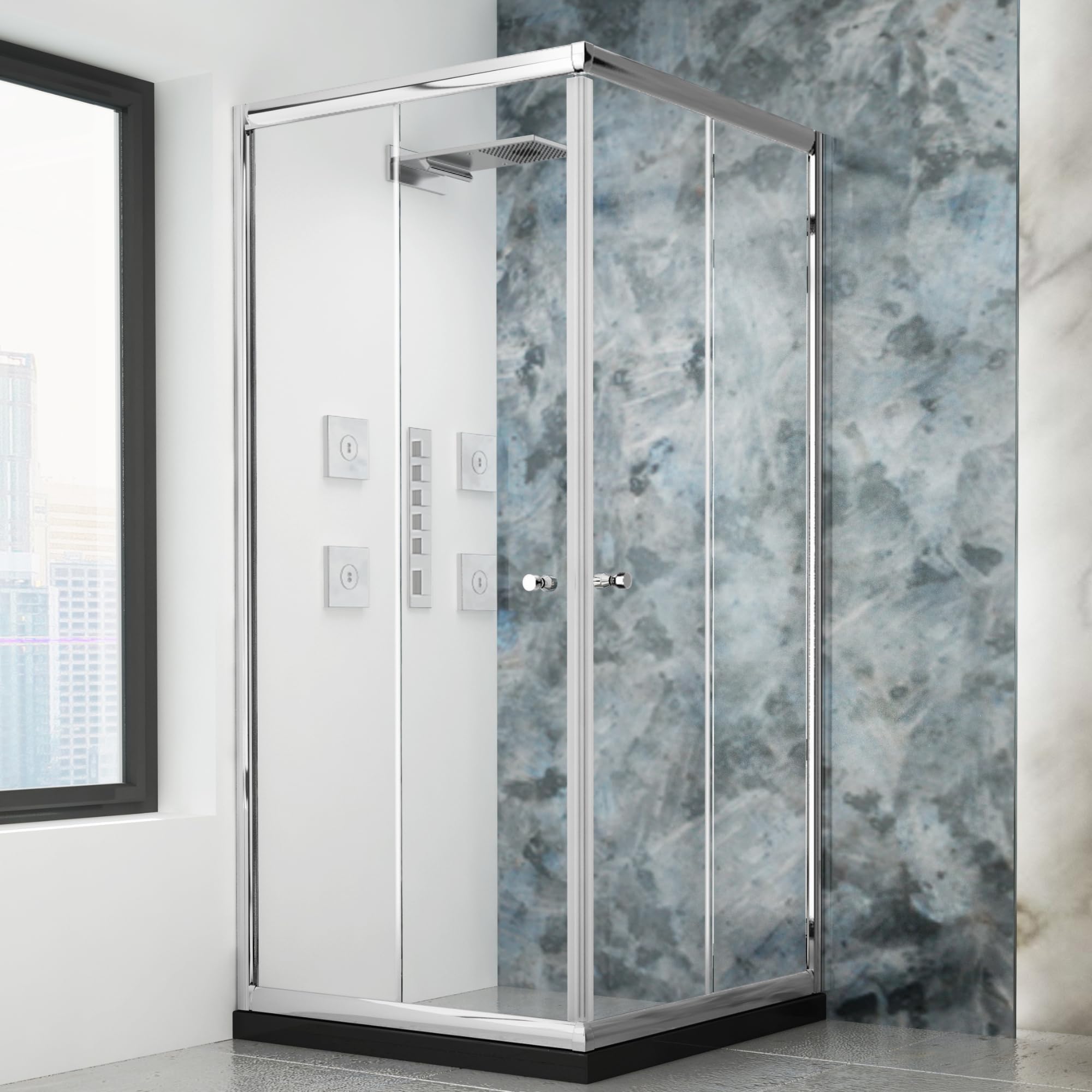 Hindware Italian Collection Corner Entry Armada Shower Enclosure | 6mm Saint-Gobain Glass | 2-Side Sliding Doors | Chrome-Finish Brass Fittings | Aqua Clean Coating | 900x900x1950mm | 5-Year Warranty-image-11