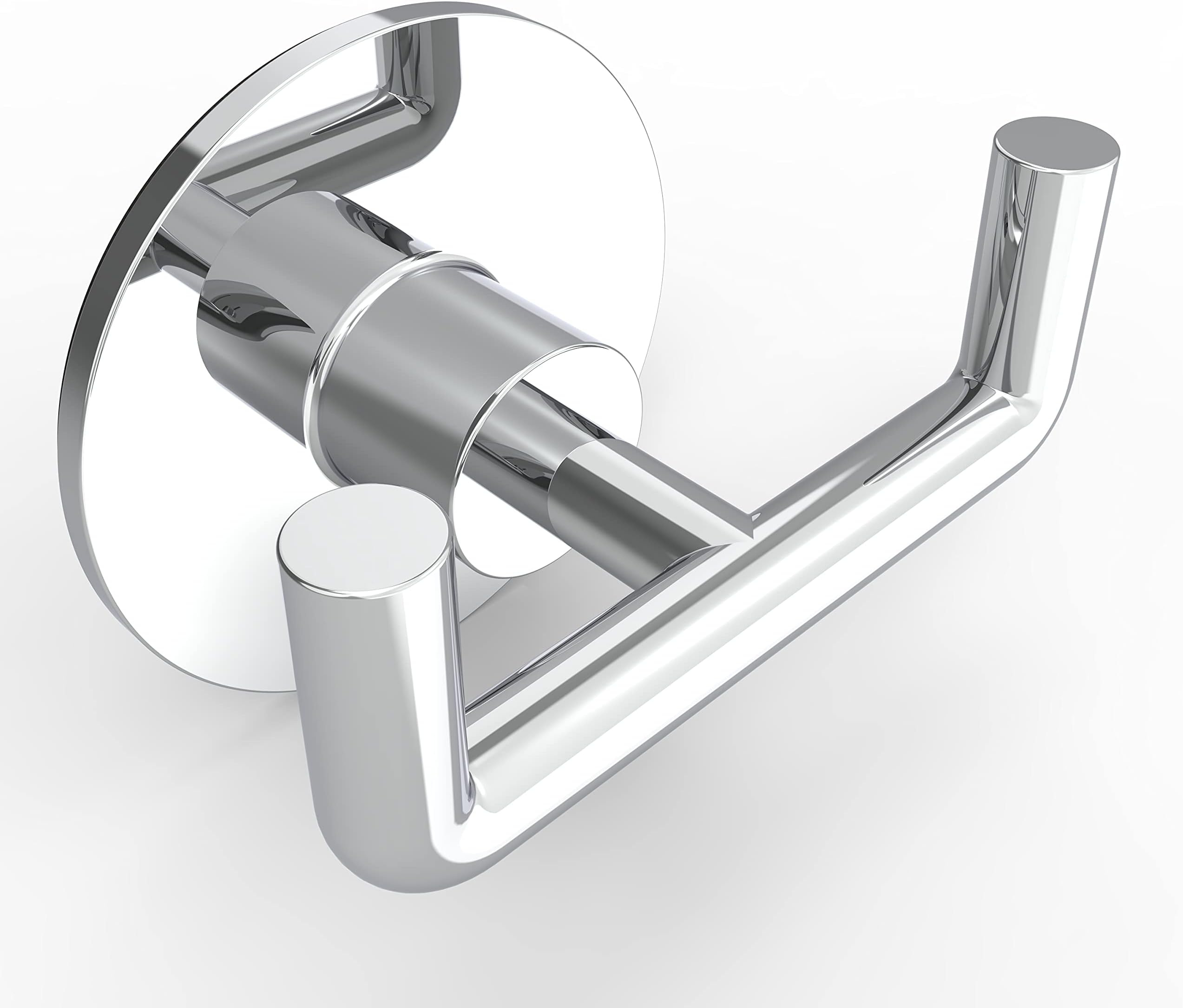 Ruacq Adhesive Double Towel Hook Chrome Round Base Bathroom Robe Self ...