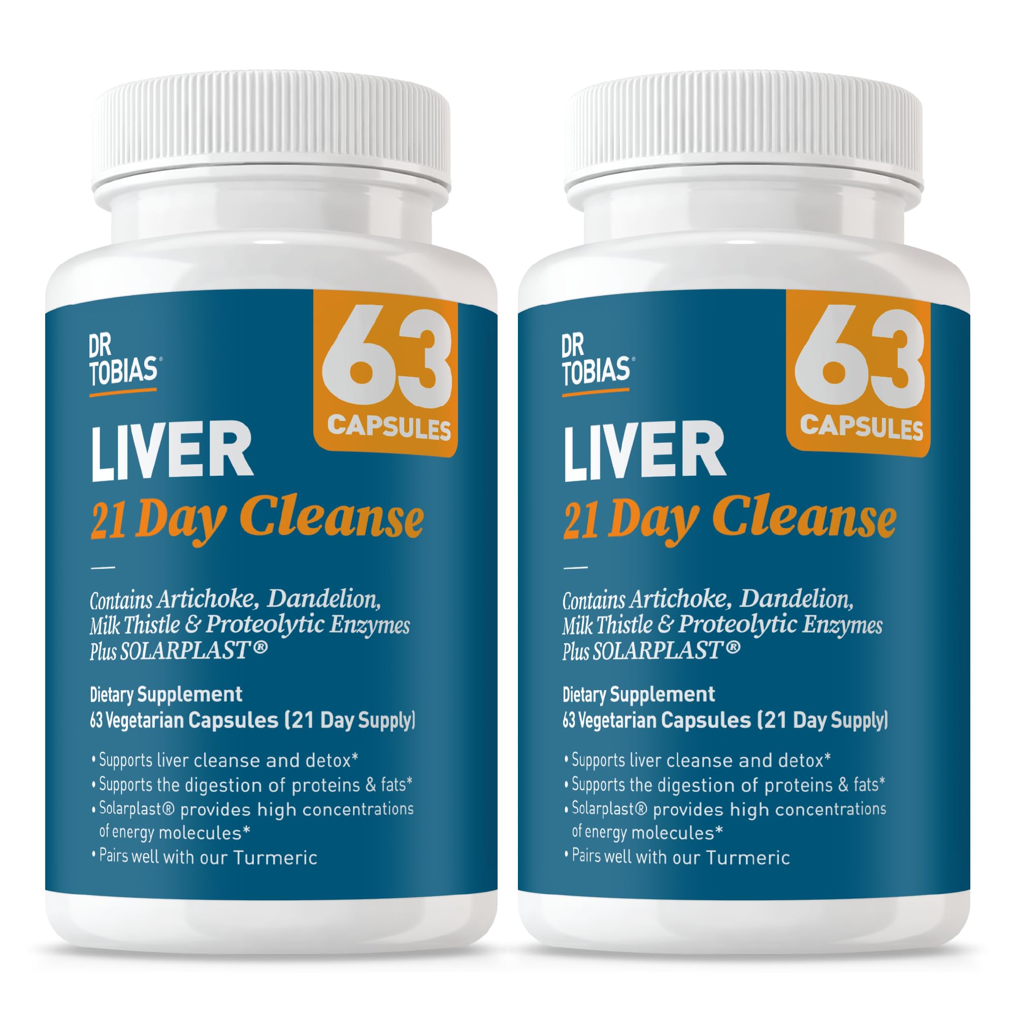 Liver 21 Day Cleanse, Herbal Liver Detox Cleanse with Milk Thistle, Dandelion Root & Artichoke Extract, Supports Liver Health & Digestion, 63 Vegetarian Capsules (126 Count (Pack of 2))