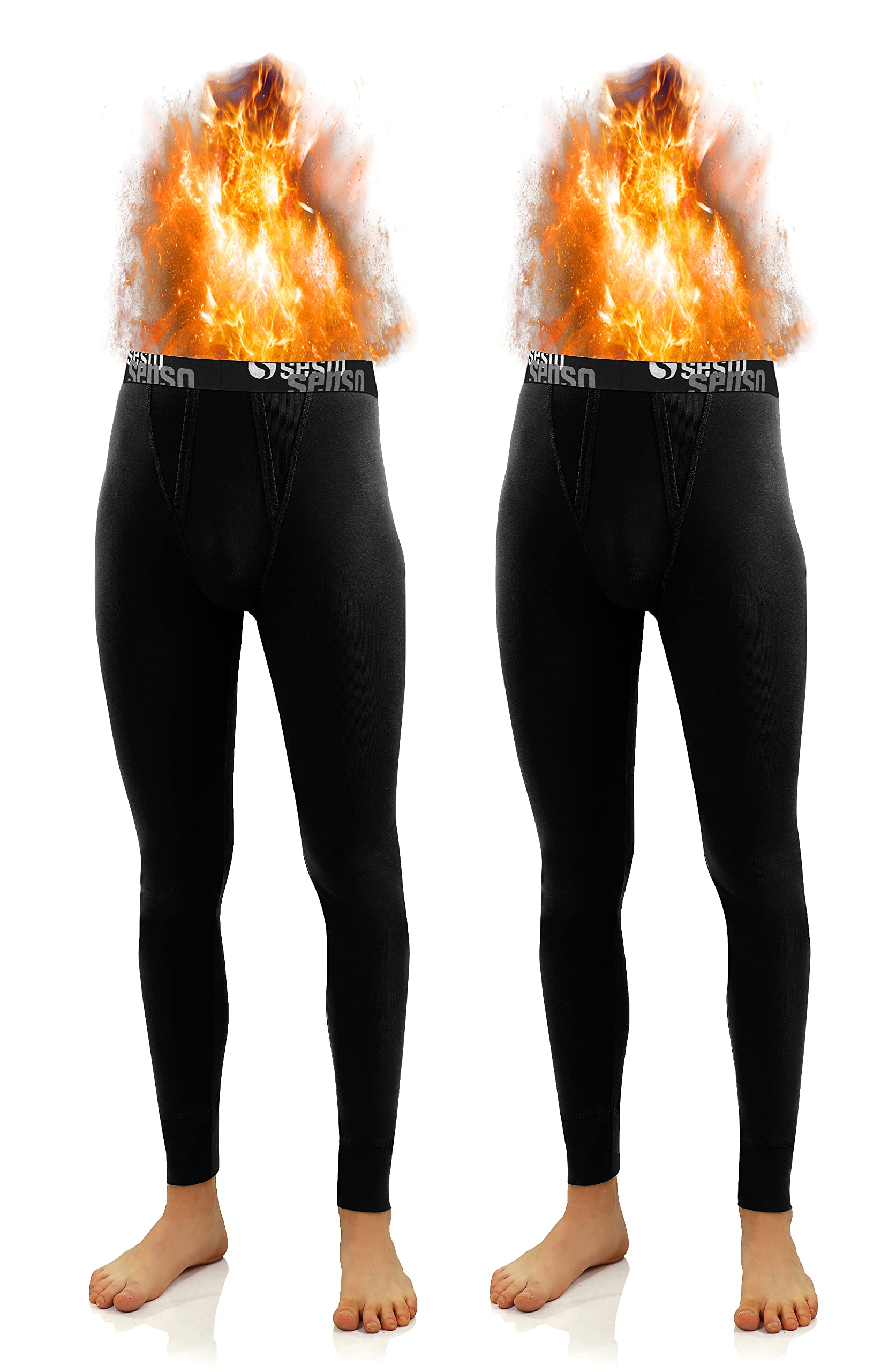 sesto senso Calzamaglia Lunga Uomo Cotone 2 Pack Biancheria Intima Pantaloni Termici Funzionali