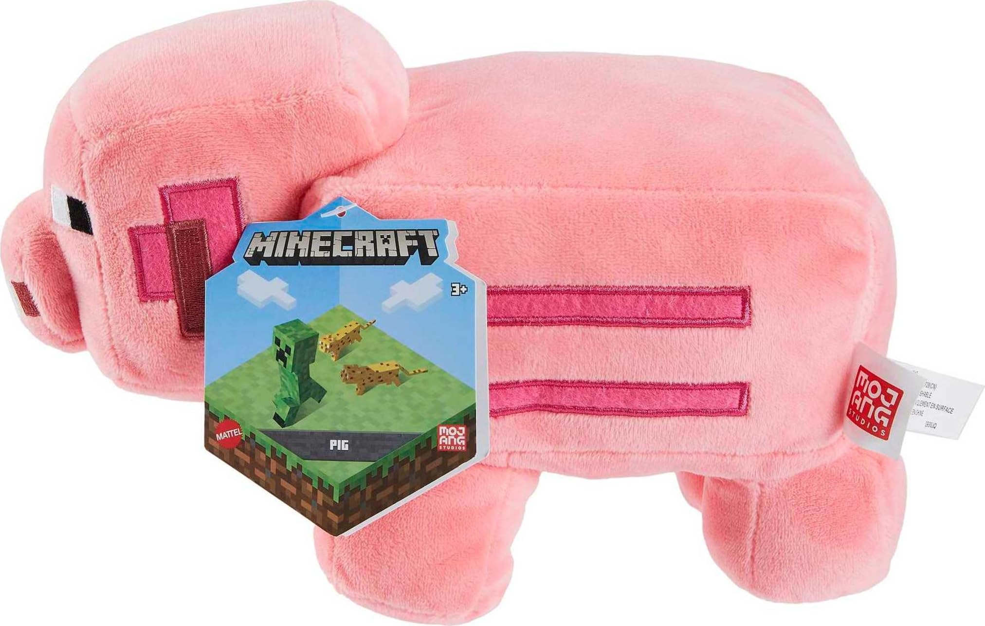 Mattel Minecraft - Maiale Peluche, personaggio ispirato al videogioco in un morbido tessuto e dall'iconico design pixelato, collezionali tutti, giocattolo per bambini, 3+ anni, HBN42