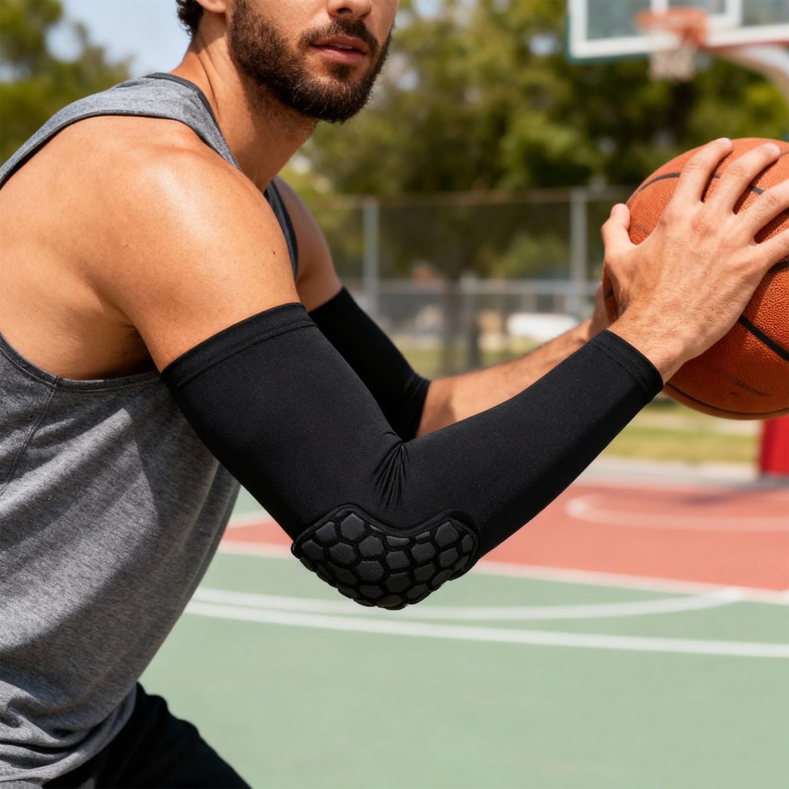 2 Pièces Coudière, Antidérapantes Protege Coude, Noires Elbow Support, avec Rembourrage, pour Basketball, Football, Volleyball, Cyclisme