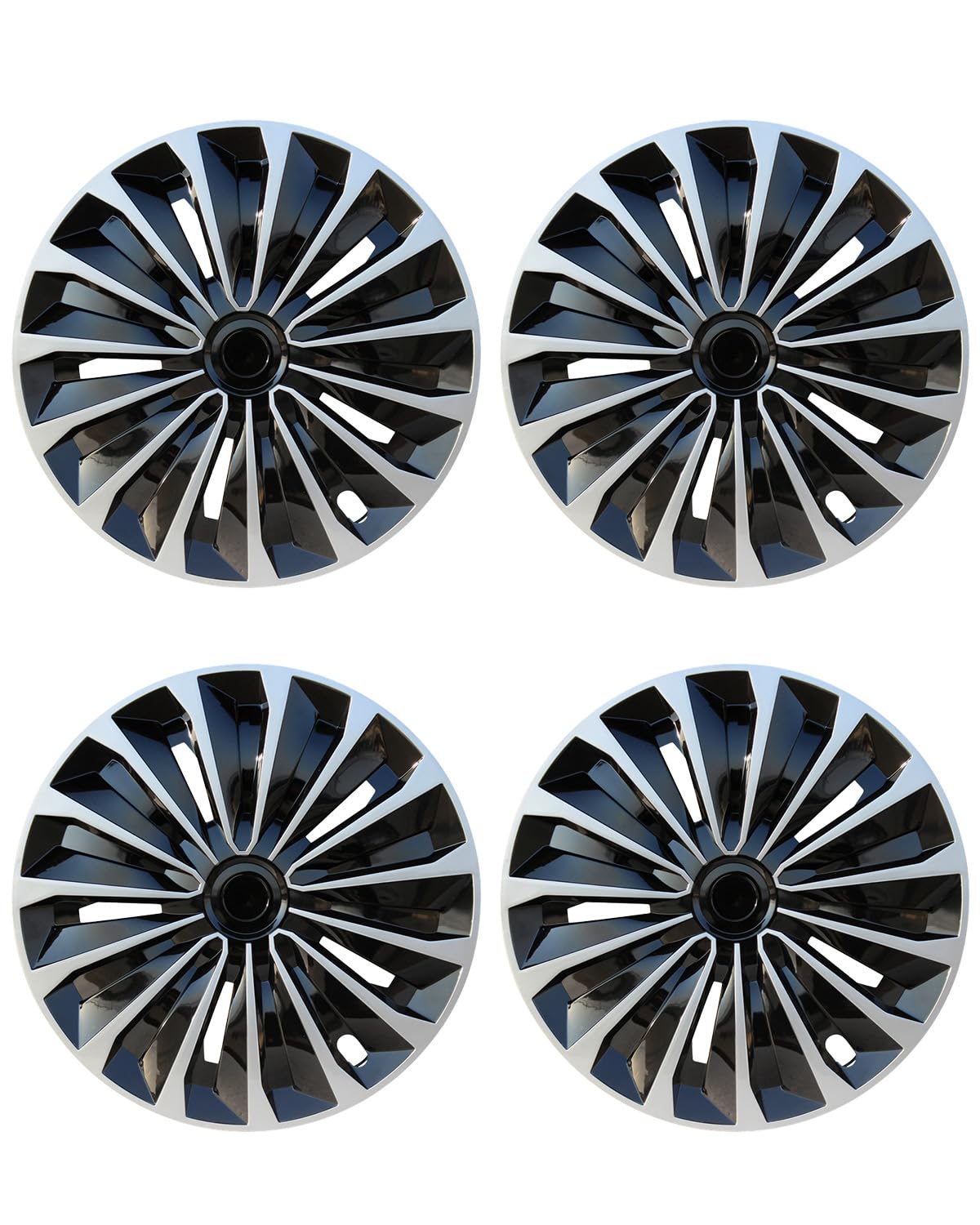 ABX Hubcaps,16 inch hubcaps Set of 4, Wheel Rim Cover ABS Material, Snap On Car Truck SUV Replacement, for Toyota Camry Nissan Mazda etc, Black&amp;Silver