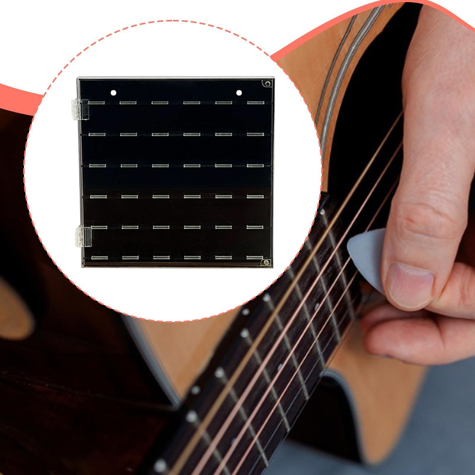 Caja Acrílica para Púas de Guitarra con Diseño Funcional Organizador Decorativo Transparente Soporte de Almacenamiento para Colecciones Adecua, 24.5 X 24.5 X 2.2 Cm