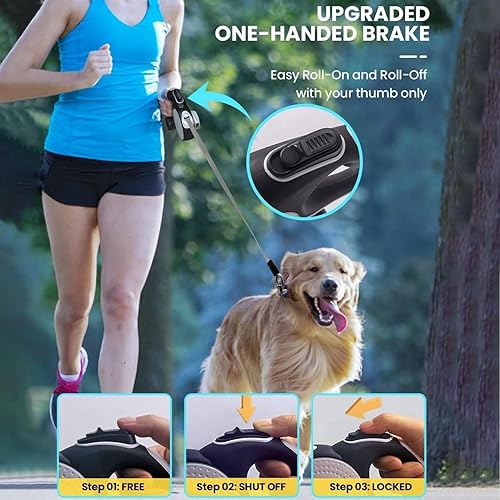 Miniatura 2 de Best Dog Supplies - Correa retráctil 4 en 1 para perro de 26 pies / 26.2 ft de largo con linterna y dispensador de bolsas de excrementos para perros