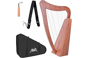 AKLOT 15 Strings Mahogany Lap Harp for Melodious Music Creation