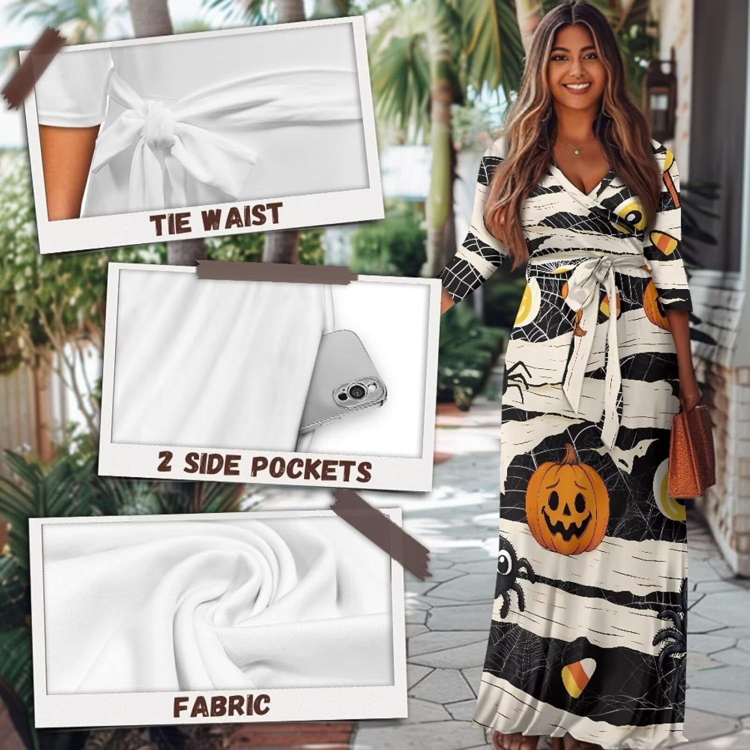 Christmas Dresses for Women Casual Flowy Long Sleeve Empire Waist Maxi Party Club Dress with Belt - Image 6