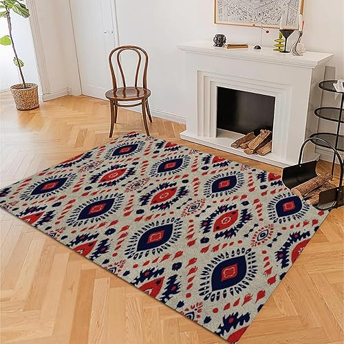Miniatura 4 de Alfombra bohemia con diseño de ojos tribales y estilo retro de los años 70 con antideslizante, para sala de estar, dormitorio, resistente a las