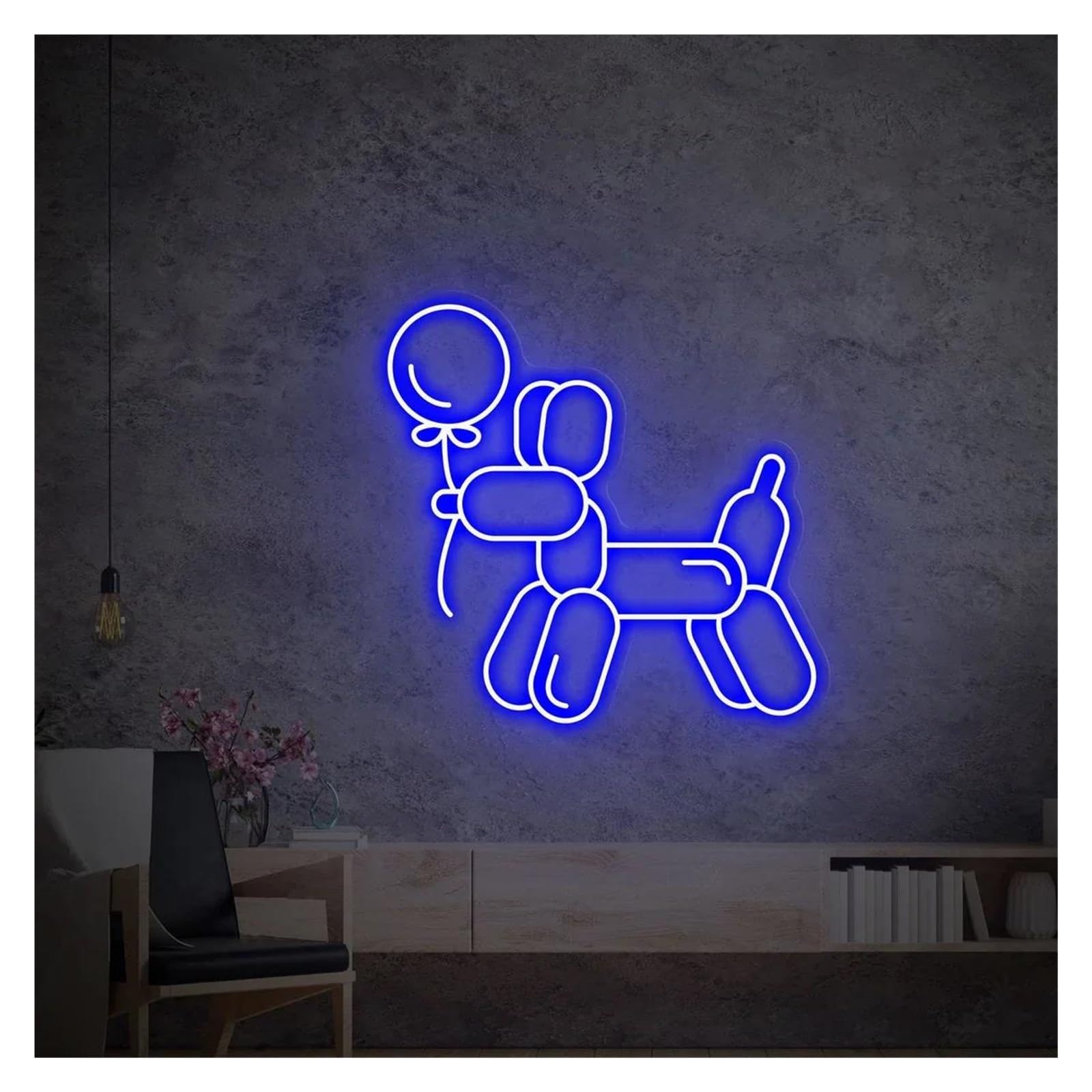 Lemst A Signs Lamp Balloon Dog Neon Signs Usb Powered Djustable Brightness Dog Balloon Neon Lights, Signboard Suitable For Wall Decor 35Cmx35cm(A)
